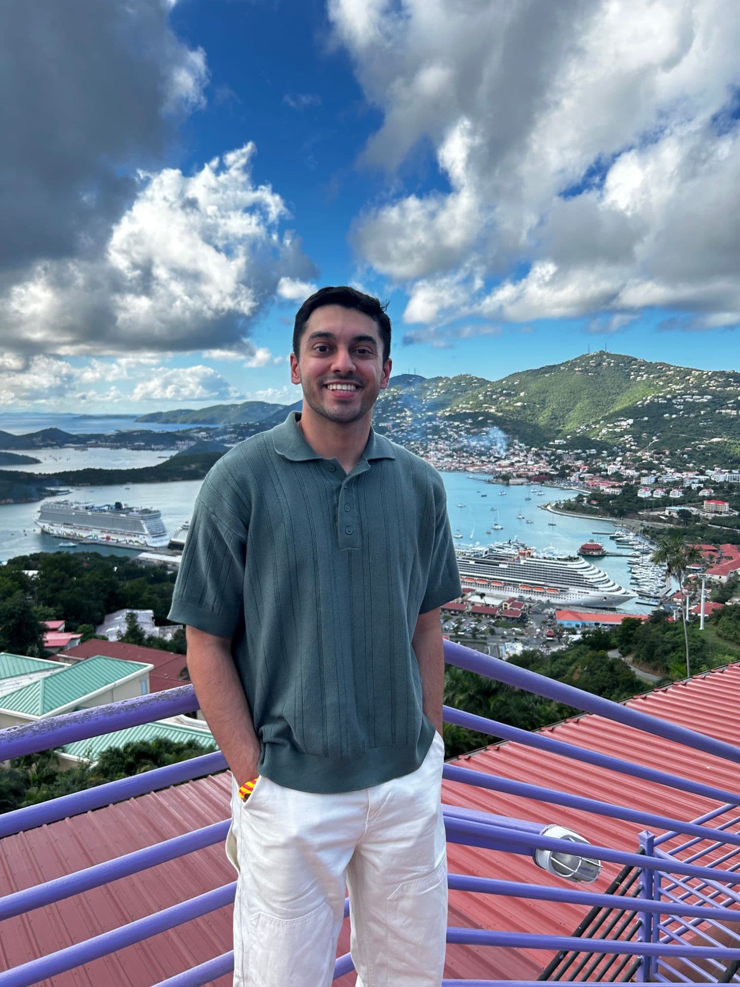 Sameer at a viewpoint in the British Virgin Islands